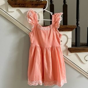 Janie and Jack Coral Pink Dress with White Trim